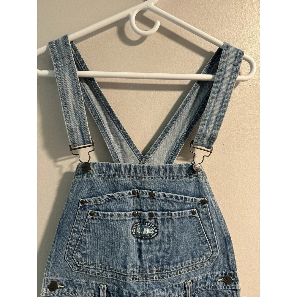 VINTAGE PACO Jeans Bib Overalls Wide leg BLUE DENIM Boyfriend SKATER Tag Size‎ S
